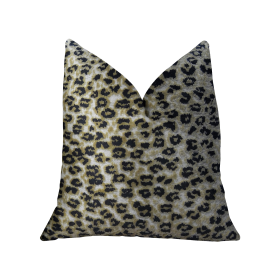 Plutus Wild Cheetah Taupe and Black Handmade Luxury Pillow (Color: Taupe, Black, size: Double sided  12" x 20")