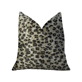 Plutus Wild Cheetah Taupe and Black Handmade Luxury Pillow (Color: Taupe, Black, size: Double sided  16" x 16")