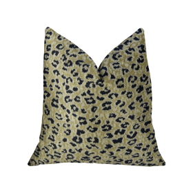 Plutus Cheetah Spots Cream and Black Handmade Luxury Pillow (Color: Cream, Black, size: Double sided  12" x 20")