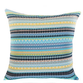 Plutus Lake Marsh Turquoise Yellow and Navy Handmade Luxury Pillow (Color: Turquoise, Yellow, Navy, size: Double sided  12" x 20")