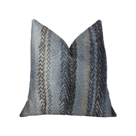 Plutus Blue Gate Gray Blue and Taupe Handmade Luxury Pillow (Color: Gray, Blue, Taupe, size: Double sided  18" x 18")