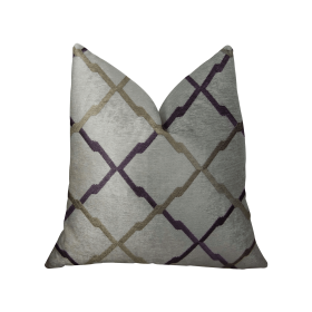 Plutus Valencia White Purple and Taupe Handmade Luxury Pillow (Color: White, Purple, Taupe, size: Double sided  20" x 20")