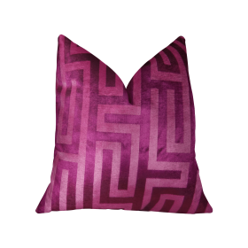 Plutus Velvet Maze Runner Fuchsia Handmade Luxury Pillow (Color: Fuchsia, size: Double sided  20" x 20")