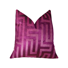 Plutus Velvet Maze Runner Fuchsia Handmade Luxury Pillow (Color: Fuchsia, size: Double sided  20" x 30" Queen)