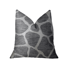 Plutus Sable Giraffe Black and Cream Handmade Luxury Pillow (Color: Black, Cream, size: Double sided  20" x 20")