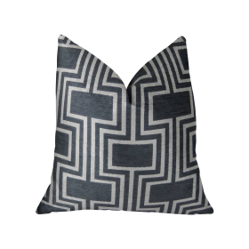 Plutus Argyle Square Black and White Handmade Luxury Pillow (Color: Black, White, size: Double sided  12" x 20")