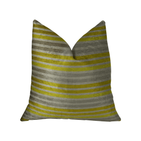 Plutus Kaleva Lime and Gray Handmade Luxury Pillow (Color: Lime, Gray, size: Double sided  12" x 20")