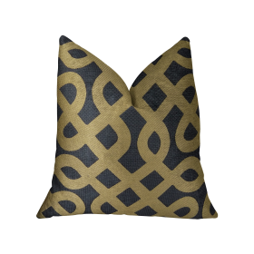 Plutus Golden Maze Black and Gold Handmade Luxury Pillow (Color: Navy, Taupe, size: Double sided  20" x 26" Standard)