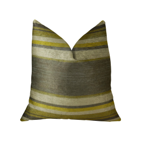 Plutus Olive and Fig Gray Citrine and Ivory Handmade Luxury Pillow (Color: Gray, Citrine, Ivory, size: Double sided  26" x 26")