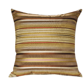 Plutus Macedonia Gold Red and Silver Handmade Luxury Pillow (Color: Gold, Red, Silver, size: Double sided  18" x 18")