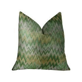 Plutus Green Fair Green Citrine and Taupe Handmade Luxury Pillow (Color: Green, Citrine, Taupe, size: Double sided  18" x 18")