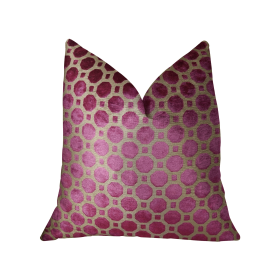 Plutus Velvet Plum Magenta and Taupe Handmade Luxury Pillow (Color: Magenta, Taupe, size: Double sided  24" x 24")