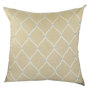 Plutus Abby  Taupe White and Blue Handmade Luxury Pillow (Color: Taupe, White, Blue, size: Double sided  12" x 20")