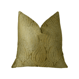 Plutus Golden Vineyard  Gold Handmade Luxury Pillow (Color: Gold, size: Double sided  12" x 20")