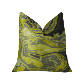 Plutus Marble Onyx Yellow Gray and Black Handmade Luxury Pillow (Color: Yellow, Gray, Black, size: Double sided  12" x 20")