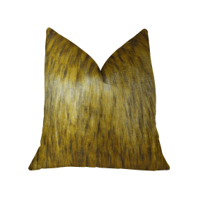 Plutus Golden Spirit Wolf Light and Dark Brown Handmade Luxury Pillow (Color: Light & Dark Brown, size: Double Sided 20" x 20")