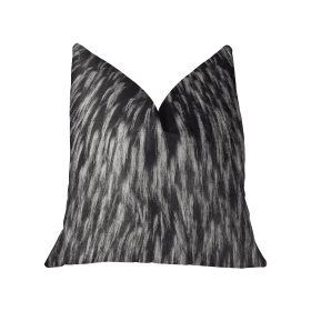 Plutus Wolf Fur Lover Black White Handmade Luxury Pillow (Color: Black White, size: Double Sided 20" x 20")