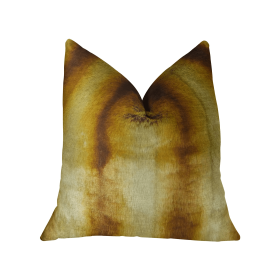 Plutus Gleaming Chinchilla Gold Beige Brown Handmade Luxury Pillow (Color: Gold Beige Brown, size: Double Sided 20" x 20")