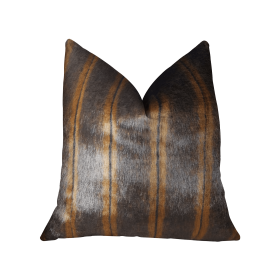 Plutus Lavish Brown Mink Light and Dark Brown Handmade Luxury Pillow (Color: Light And Dark Brown, size: Double Sided 20" x 20")