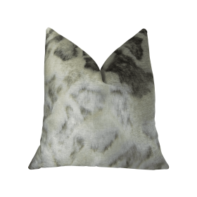 Plutus Cuddly Ivory Rabbit Fur Ivory Gray Handmade Luxury Pillow (Color: Ivory Gray, size: Double Sided 20" x 20")