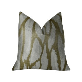 Plutus Kailua Branch Taupe Ivory Handmade Luxury Pillow (Color: Taupe Ivory, size: Double Sided 12" x 20")