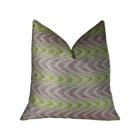 Plutus Sound Waves Beet Citrine Ivory Handmade Luxury Pillow (Color: Beet Citrine Ivory, size: Double Sided 16" x 16")