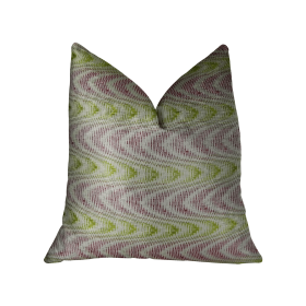 Plutus Sound Waves Beet Citrine Ivory Handmade Luxury Pillow (Color: Beet Citrine Ivory, size: Double Sided 18" x 18")