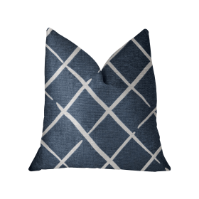 Plutus DaVinci Blue and White Luxury Throw Pillow (Color: Blue and White, size: Double sided  20" x 20")