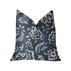 Plutus Elsi Pom Blue and White Luxury Throw Pillow (Color: Blue and White, size: Double sided  26" x 26")