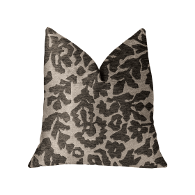 Plutus Lustrous Leaves Gray Luxury Throw Pillow (Color: Gray, size: Double sided  12" x 20")