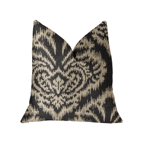 Plutus Floral Fantasy Black and Beige Luxury Throw Pillow (Color: Black and Beige, size: Double sided  22" x 22")