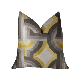 Plutus Delightful Chain Yellow, Beige and Gray Luxury Throw Pillow (Color: Yellow, Beige and Gray, size: Double sided  20" x 20")