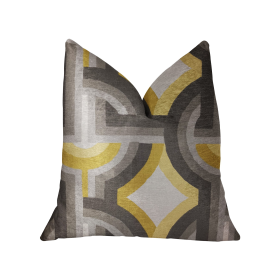 Plutus Delightful Chain Yellow, Beige and Gray Luxury Throw Pillow (Color: Yellow, Beige and Gray, size: Double sided  20" x 30" Queen)