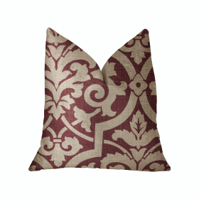 Plutus Sacred Shield Red and Beige Luxury Throw Pillow (Color: Red and Beige, size: Double sided  18" x 18")