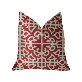 Plutus Red Romance Red and Beige Luxury Throw Pillow (Color: Red and Beige, size: Double sided  22" x 22")