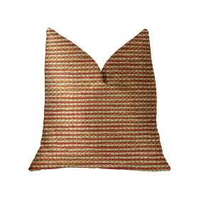 Plutus French Brick Orange and Beige Luxury Throw Pillow (Color: Orange and Beige, size: Double sided  20" x 20")