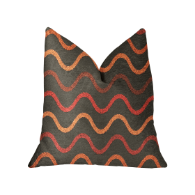 Plutus Serenity Flow Gray and Orange Luxury Throw Pillow (Color: Gray and Orange, size: Double sided  12" x 20")