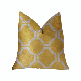 Plutus Honeycomb Yellow and Beige Luxury Throw Pillow (Color: Yellow and Beige, size: Double sided  12" x 20")