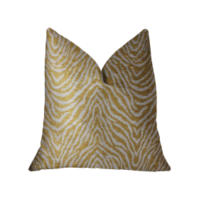 Plutus Oasis Waves Yellow and Beige Luxury Throw Pillow (Color: Yellow and Beige, size: Double sided  12" x 20")