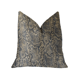 Plutus Exotic Phantom  Blue and Gold Luxury Throw Pillow (Color: Blue and Gold, size: Double sided  12" x 20")