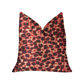 Plutus Crimson Cheetah Black and Red Luxury Throw Pillow (Color: Black and Red, size: Double sided  18" x 18")