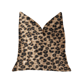 Plutus Crimson Cheetah Black and Brown Luxury Throw Pillow (Color: Black and Brown, size: Double sided  12" x 20")