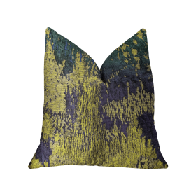 Plutus Emerald Rainforest Green, Yellow and Blue Luxury Throw Pillow (Color: Green, Yellow and Blue, size: Double sided  12" x 20")