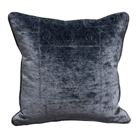 Plutus Bleu Velour Blue Luxury Throw Pillow (Color: Blue, size: Double sided  12" x 25")