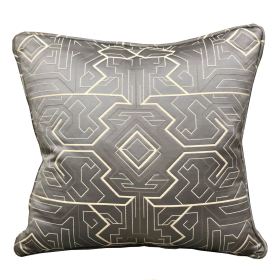 Plutus Daria Moss Silver Geometric Luxury Throw Pillow (Color: Silver, size: Double sided  22" x 22")