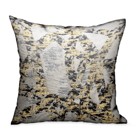 Plutus Craven Dust Gold, Gray Abstract Luxury Throw Pillow (Color: Gold, Gray, size: Double sided  22" x 22")