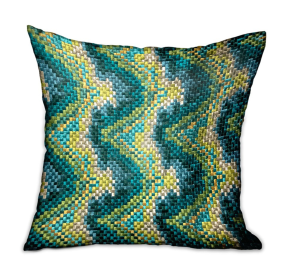 Plutus Montage Haven Green Geometric Luxury Throw Pillow (Color: Green, size: Double sided  12" x 20")