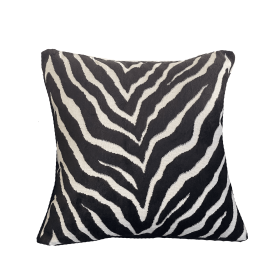 Plutus Black Zebra Black Animal Motif Luxury Throw Pillow (Color: Black, size: Double sided  12" x 20")