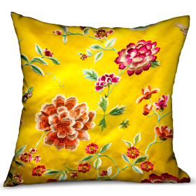 Plutus Heavenly Peonies Yellow Floral Luxury Throw Pillow (Color: Yellow, size: Double sided  12" x 20")