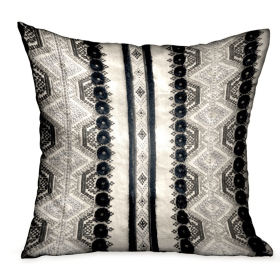 Plutus Scandanavian Stripe Black, White Geometric Luxury Throw Pillow (Color: Black, White, size: Double sided  12" x 20")